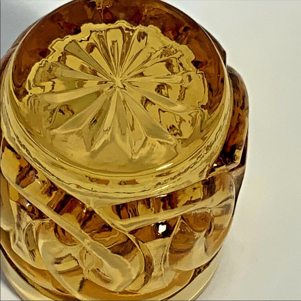 Vintage Toothpick Holder Amber Circles #DX - Picture 4 of 5